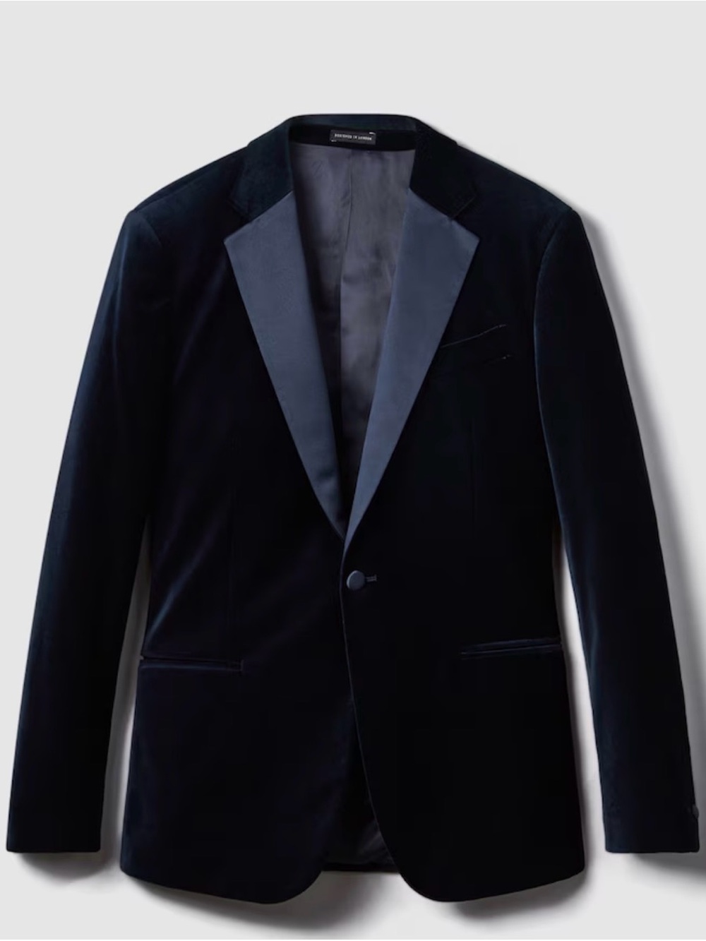 Reiss Dark Navy Velvet Tuxedo Jacket with Satin Lapels. Original  price $540.